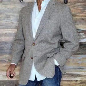 Stanley Blacker Tweed Herringbone Wool Blazer Jacket Size 40R